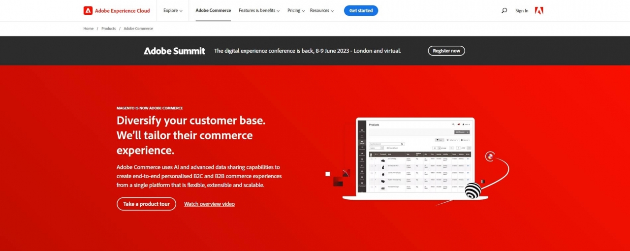 Image showing Adobe Commerce homepage.