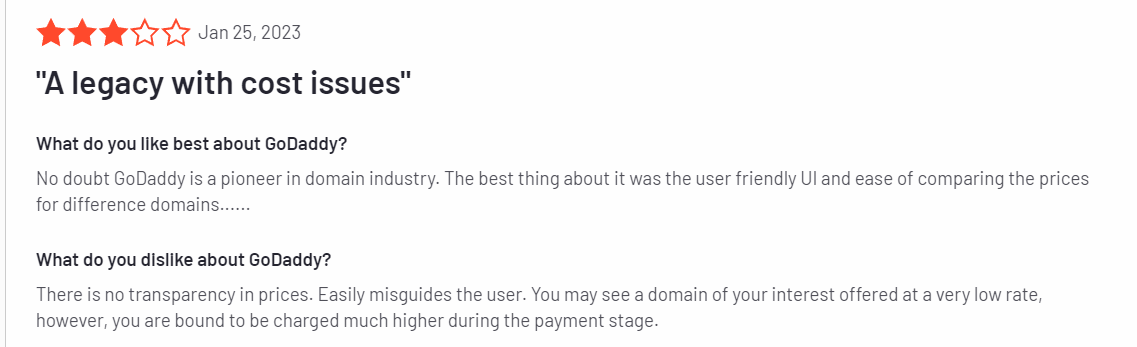 Image showing reviews of GoDaddy,