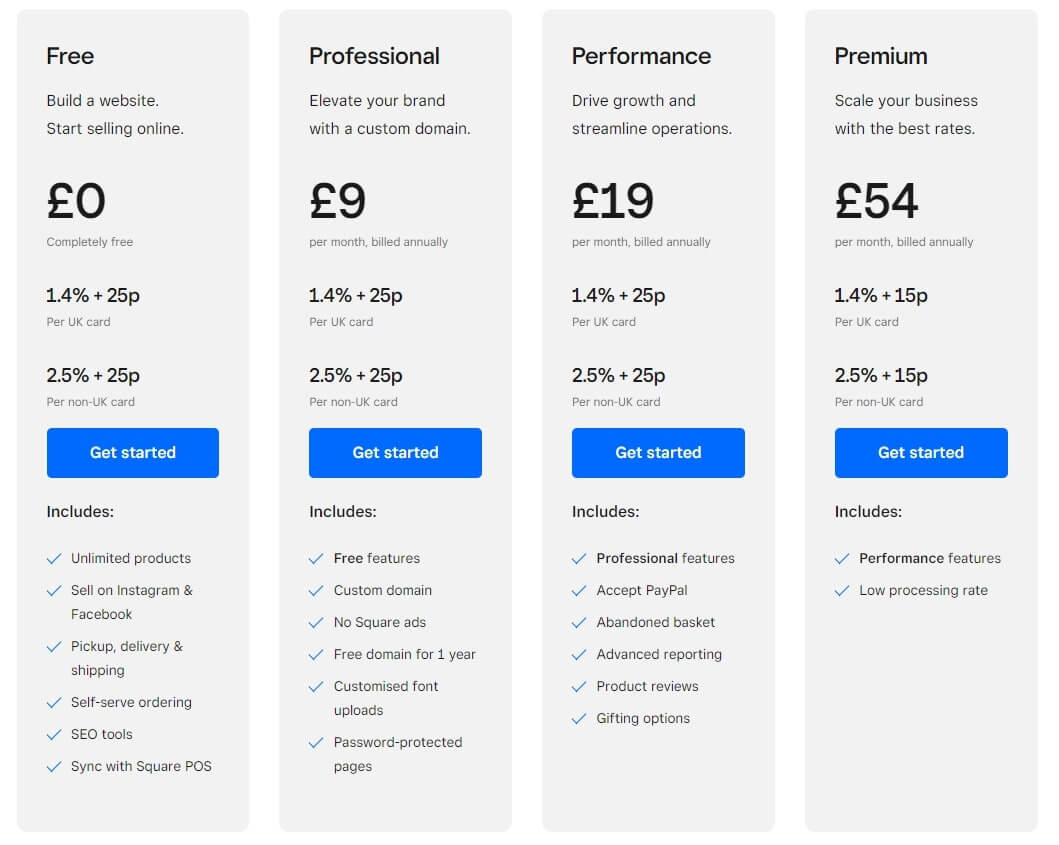 Image displaying Square.com's pricing page.