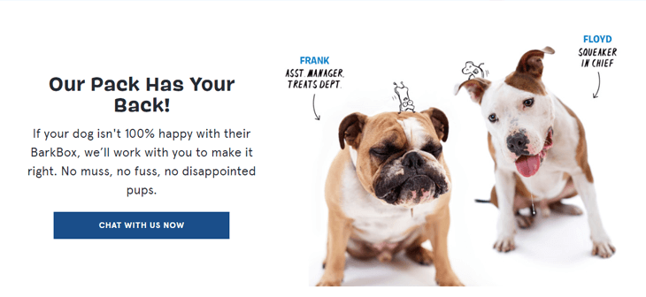 storytelling approach (of design) when writing copy for your eCommerce website or product description (example of Barkbox)