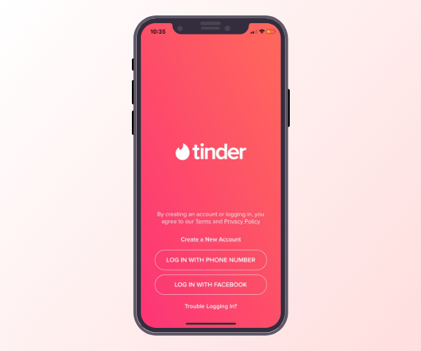 Image displaying tinder mobile application's User Interface (UI)