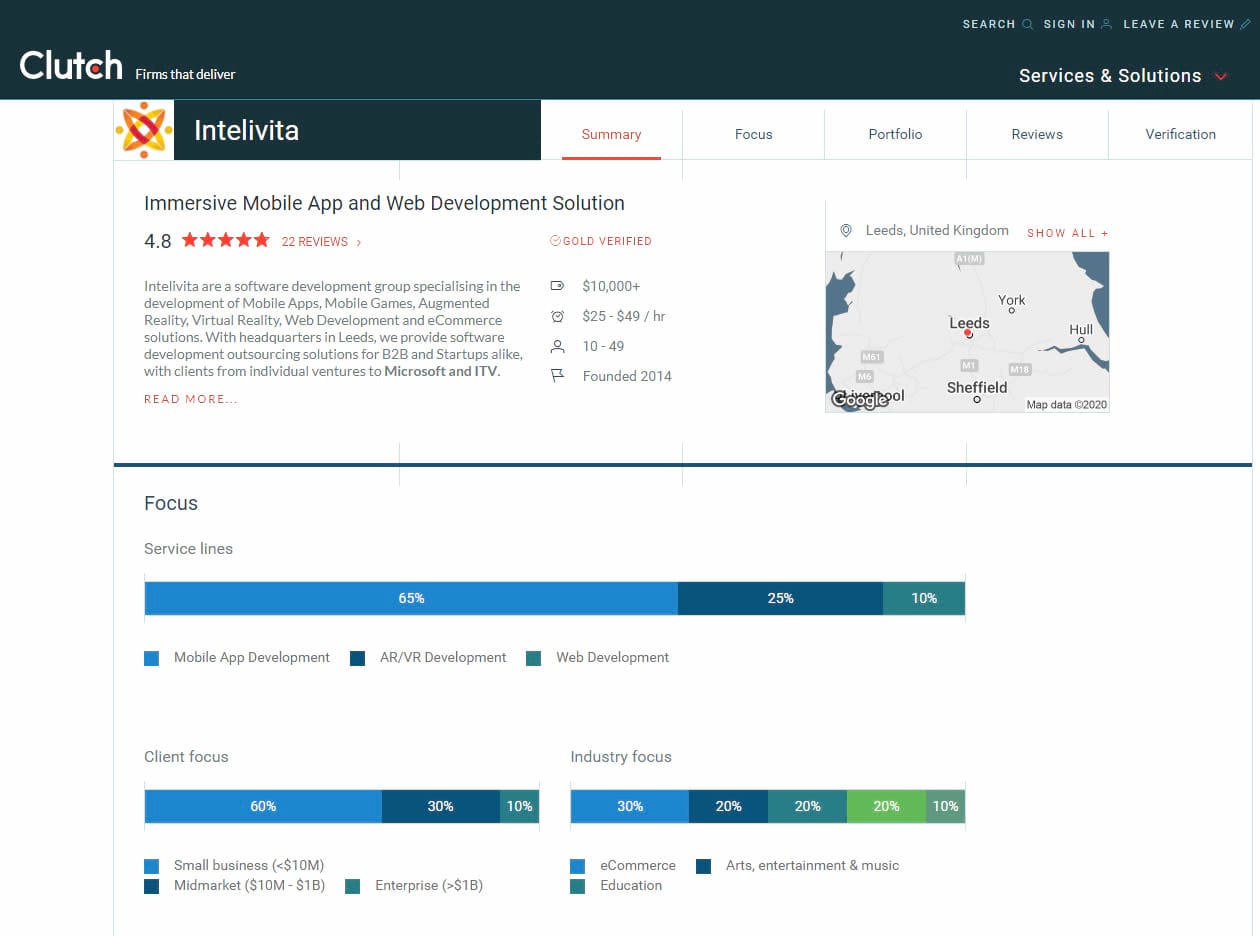 Image showing Intelivita's Clutch Profile Review and Ratings