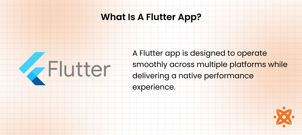 Definition of a Flutter app built using Dart for high-performance and native-like UI on iOS and Android