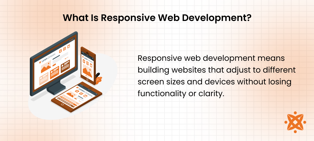 Definition of responsive web development using flexible layouts and media queries for device adaptability